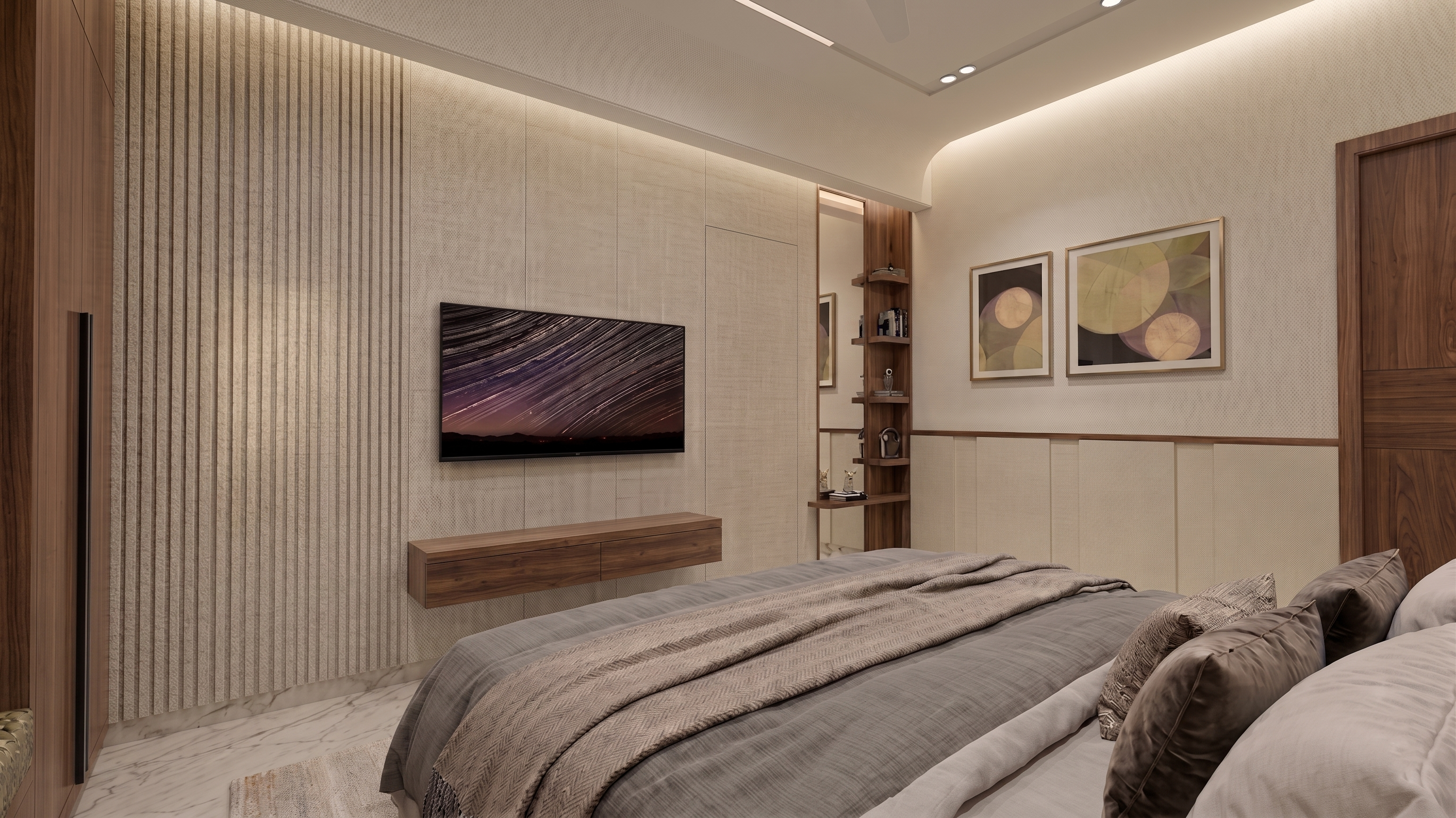 A residential bedroom — considered materials and styling
